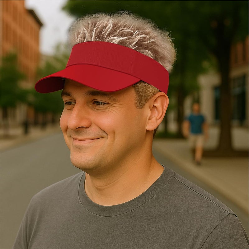 KELSOD Men's Hair Visor ​Sun Hats Visor with Hair Fake Hat with Hairs for Men Novelty Spiked Adjustable Baseball Caps Funny Gift - Image 2